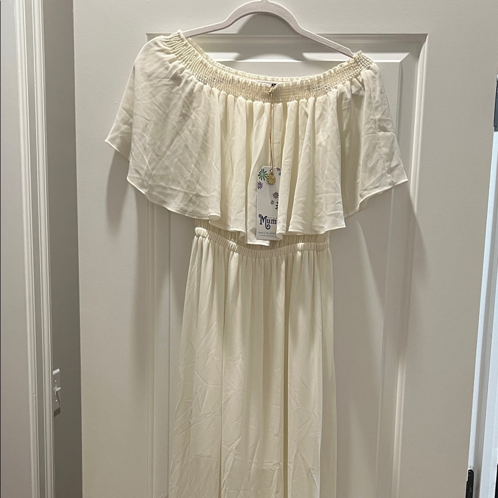Show Me Your Mumu Off-Shoulder Cream Maxi Dress